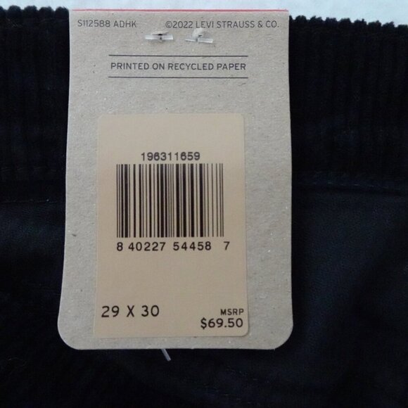 Levi's Corduroy Jeans Women's Size 29x30 Black Shaping Straight Slimming - Picture 7 of 9